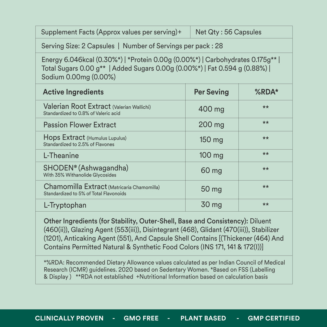 Stress-Sleep Aid - OriginsNutra- supplement facts and active ingredients page