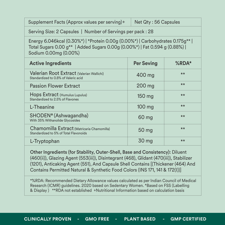 Stress-Sleep Aid - OriginsNutra- supplement facts and active ingredients page