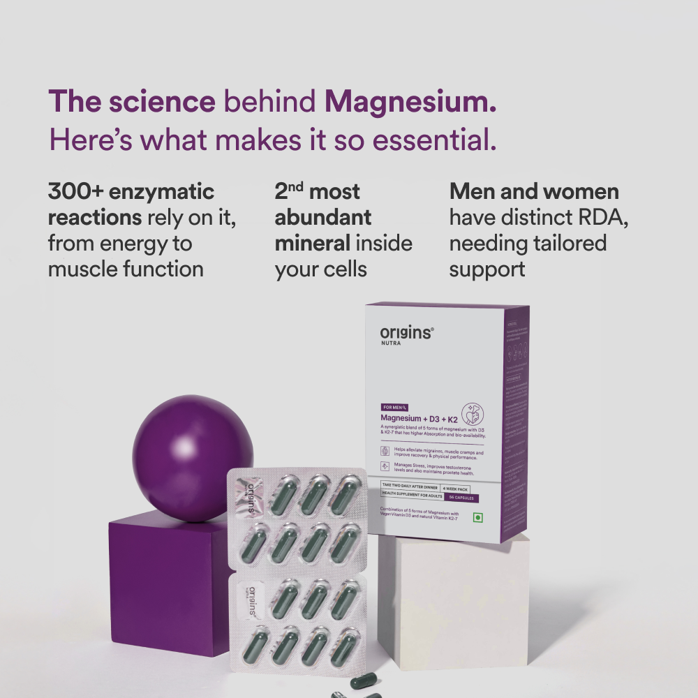 Magnesium + D3 + K2 For Men - Origins Nutra