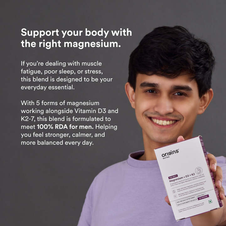 Magnesium + D3 + K2 For Men - Origins Nutra